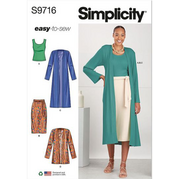 Patrón Simplicity S 9716 D5 tela de punto cardigan y falda para jóvenes tallas 32 al 40